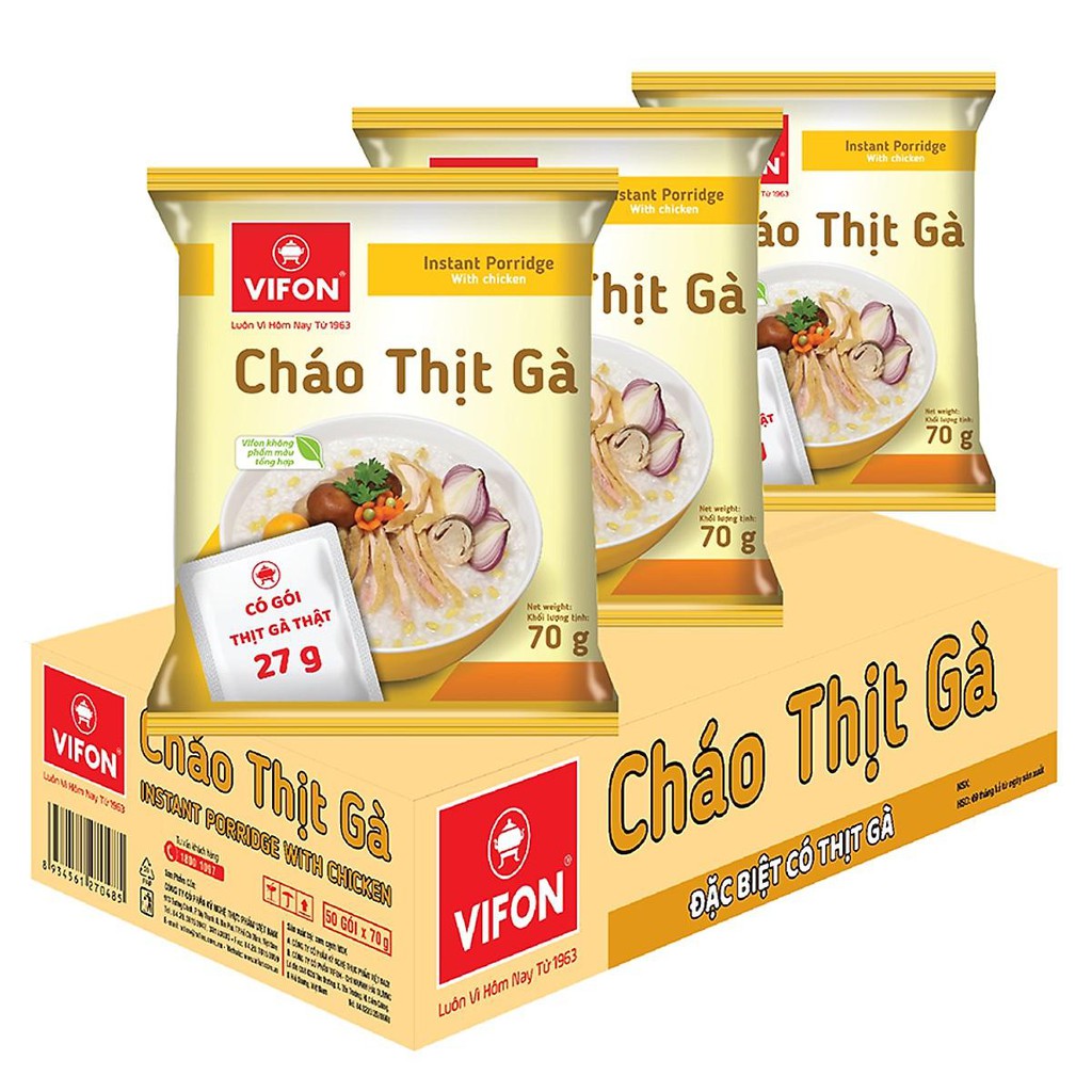 Cháo thịt bằm\ cháo gà \ cháo sườn có gói thịt thật vifon 70g/gói