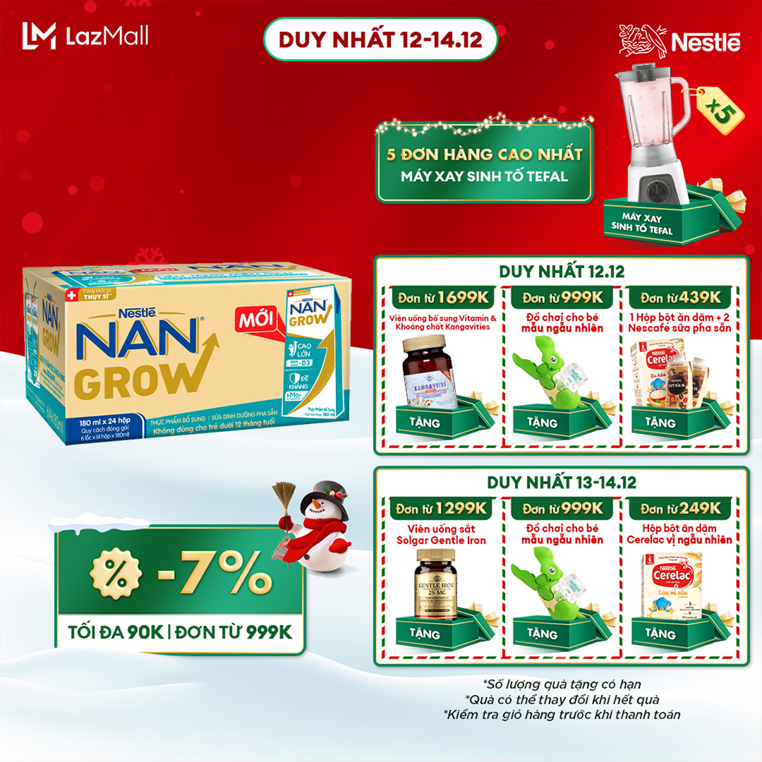Thùng 24 hộp Sữa pha sẵn Nestlé NANGROW 180ml/hộp sữa mát công thức từ Thụy Sĩ 100% Canxi giúp bé cao lớn vượt trội 6