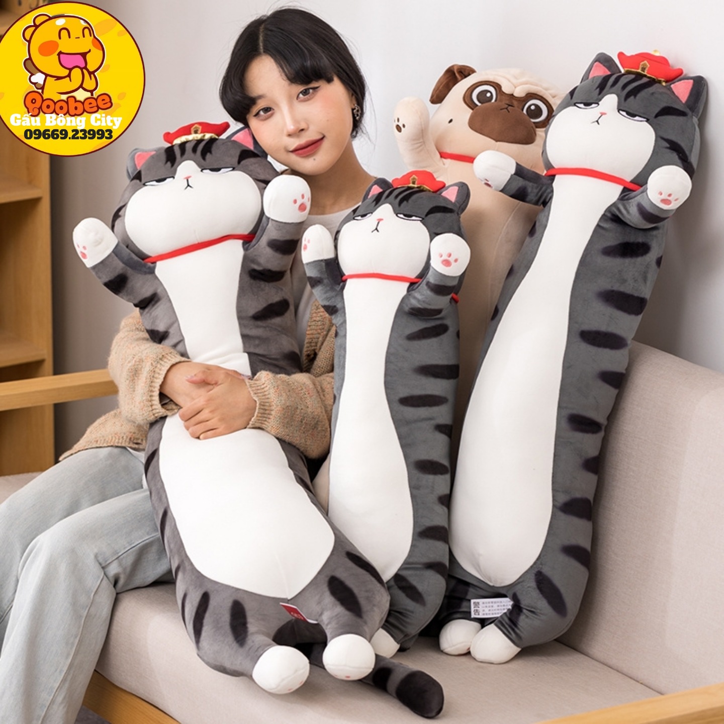 Gối ôm mèo hoàng thượng cao cấp gấu bông city