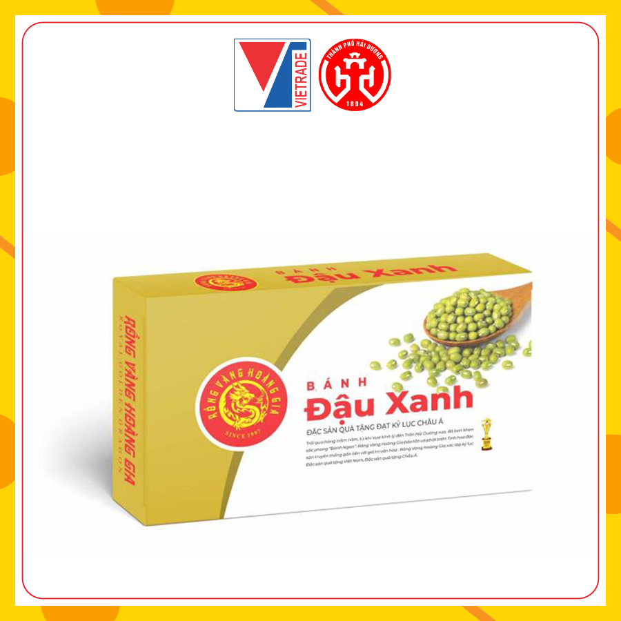 Bánh đậu xanh H24 Rồng Vàng chính hãng Hải Dương hộp 300g - Hàng cao cấp thơm ngon chuẩn vị