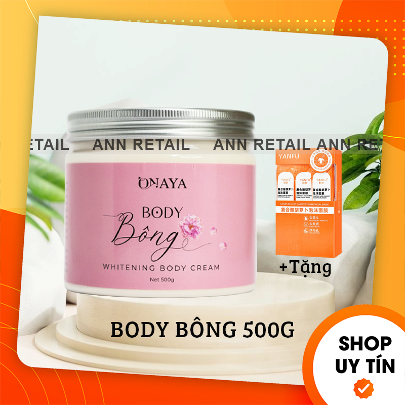 [Chính hãng] Kem Body Bông 500g ONAYA (Tặng nạ cà rốt) - Kem body Onaya - 8938540224070