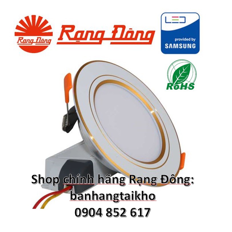 Đèn led âm trần đổi màu 9w viền vàng, khoét lỗ 110mm, samsung chipled đổi 3 màu