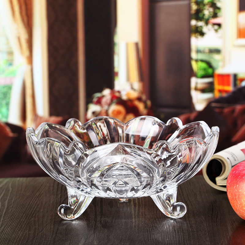 Đĩa Thủy Tinh Cao Cấp Đựng Trái Cây 3 Chân. Khay Đựng Trái Cây, Topping Trà Sữa, Chè...