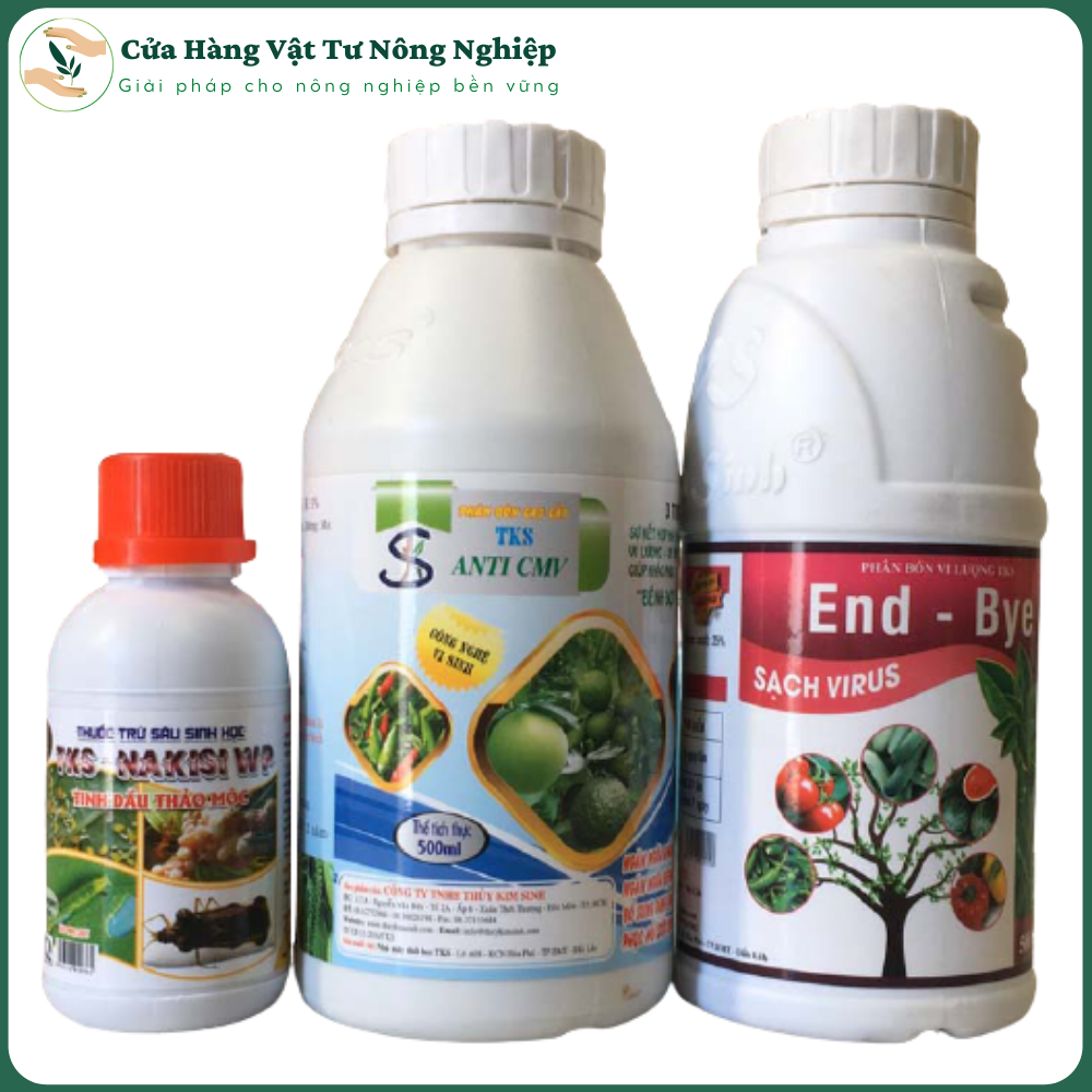 End-bye, đạm cá 3 trong 1, nakisi: phòng trừ khảm lá, chùn đọt, xoăn ngọn do virus, diệt sây rầy và bổ sung dinh dưỡng