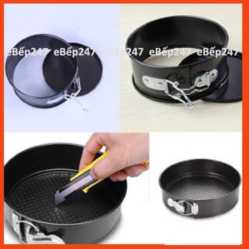 Khuôn bánh tròn spring form Đế rời chống dính Cao Câp có khóa size 16, 18, 22cm - eBếp247