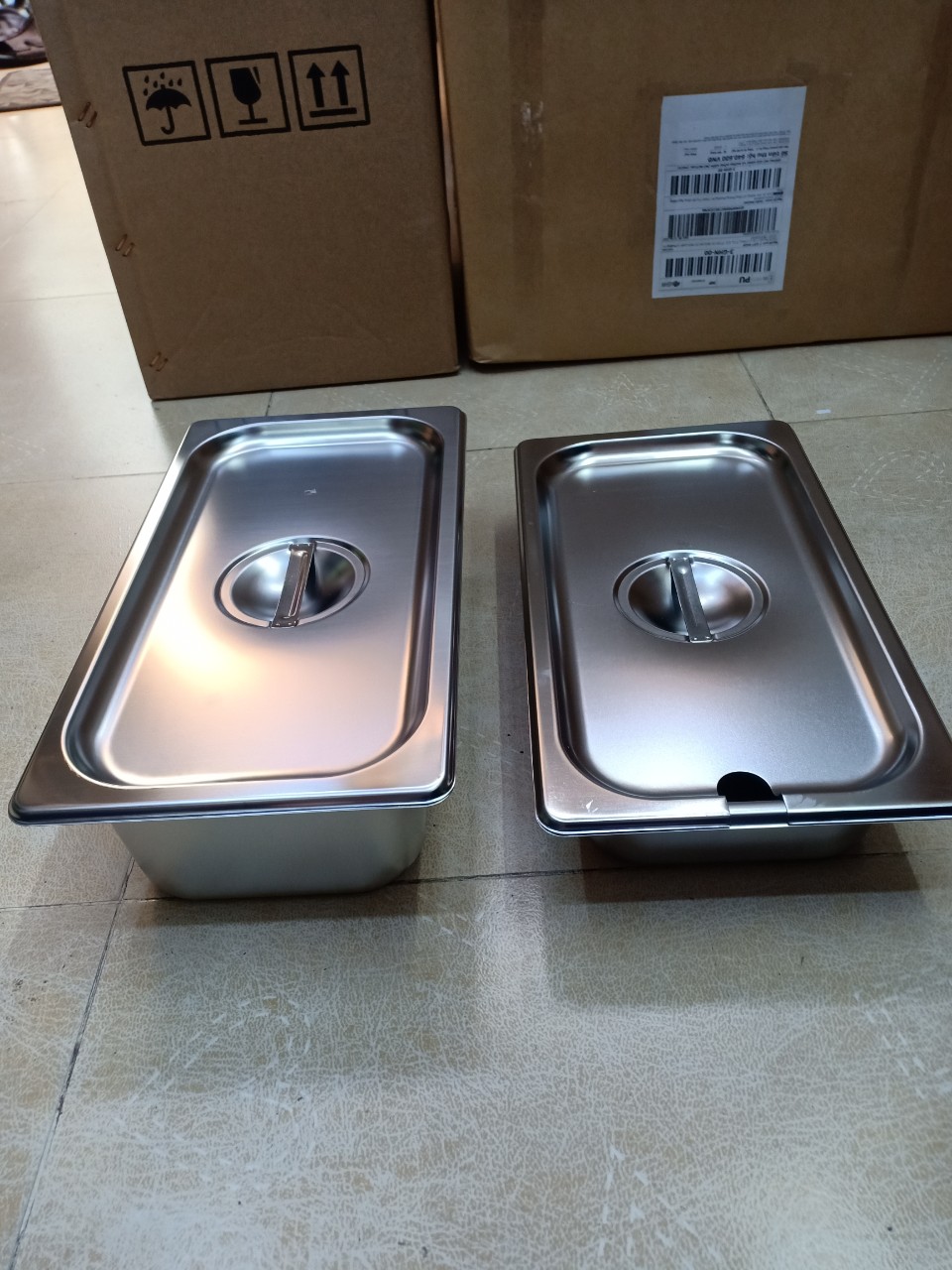 Combo 5 Khay Inox Đựng Thạch Topping Đựng Thực Phẩm GN 1/3
