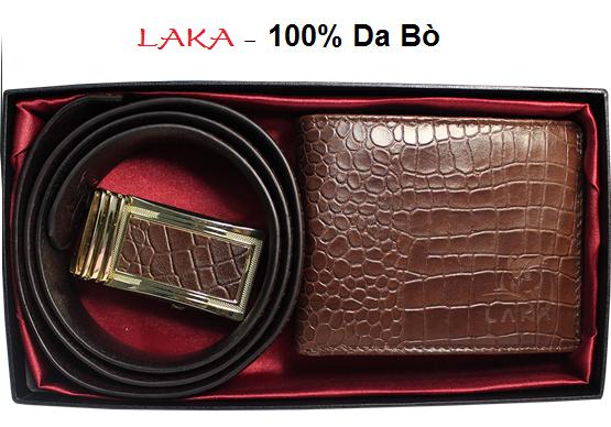 Ví nam da bò laka tặng thắt lưng nam