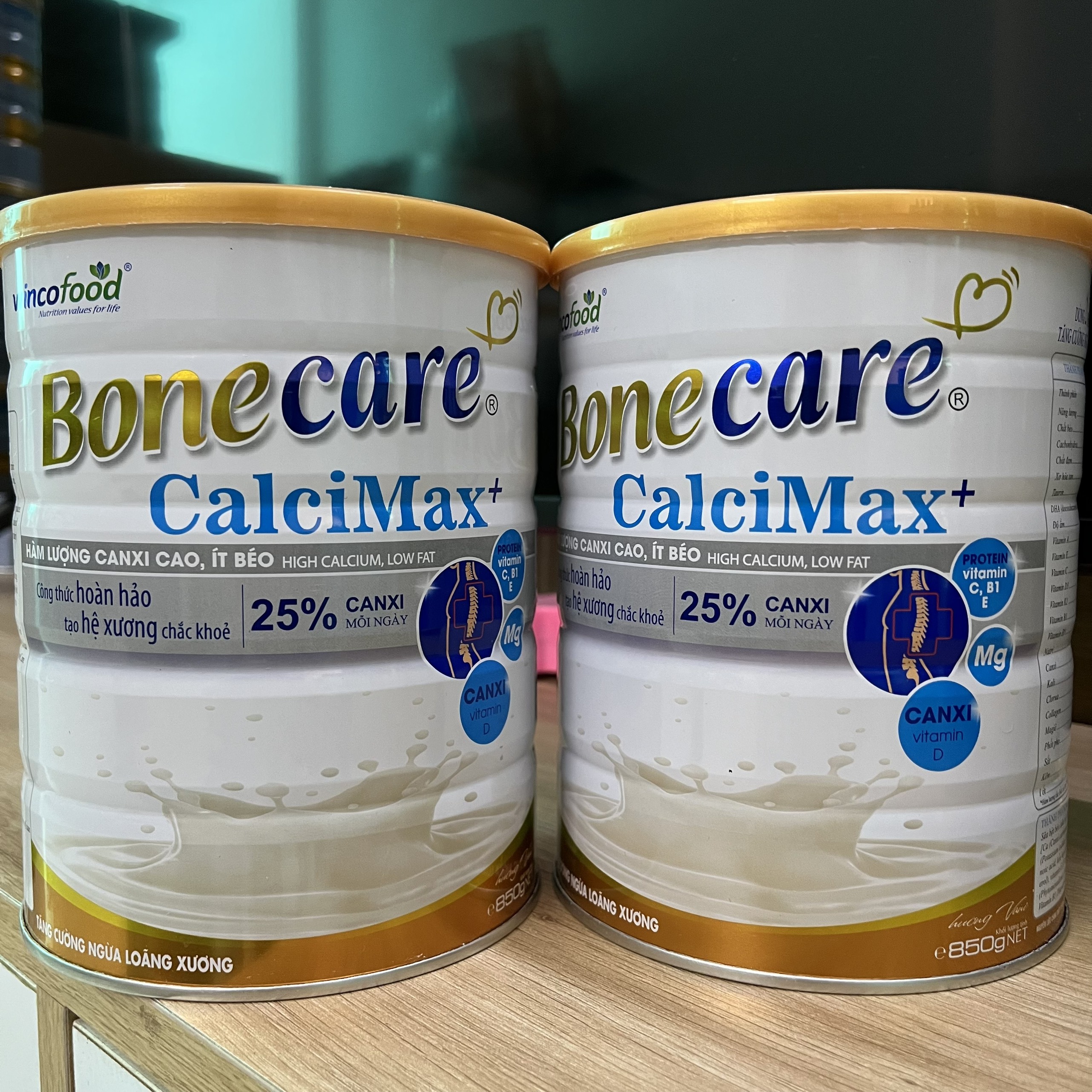 Combo hộp 2 lon Sữa bột Wincofood Bonecare CalciMax+ hương vani (850g/1lon)