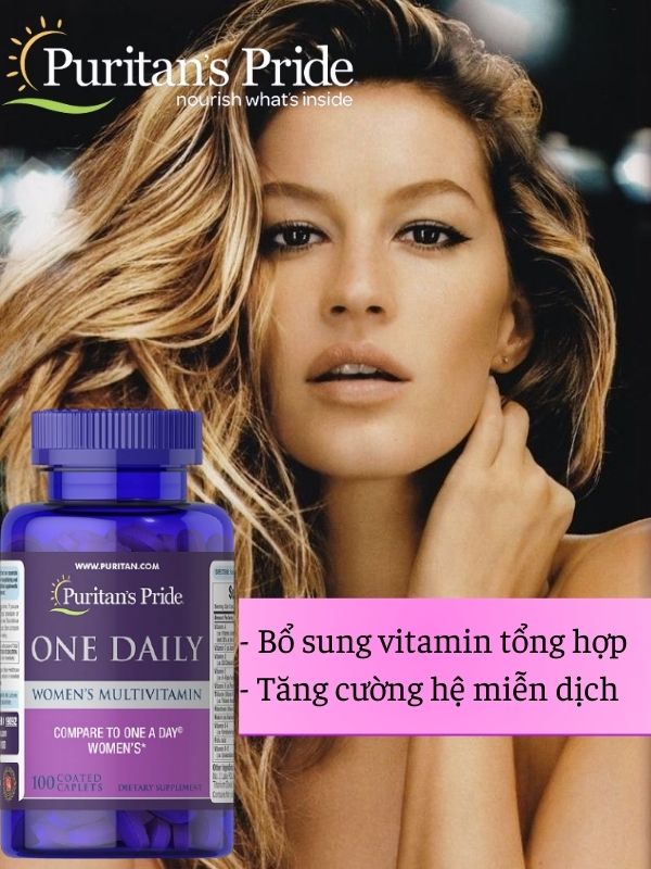 Viên uống Tổng hợp 18 axit amin -Vitamin đa sinh tố cho phụ nữ , (HSD; 30/9/2024) tăng cường sức khỏe Puritan's Pride One Daily Women's Multivitamin 100 viên
