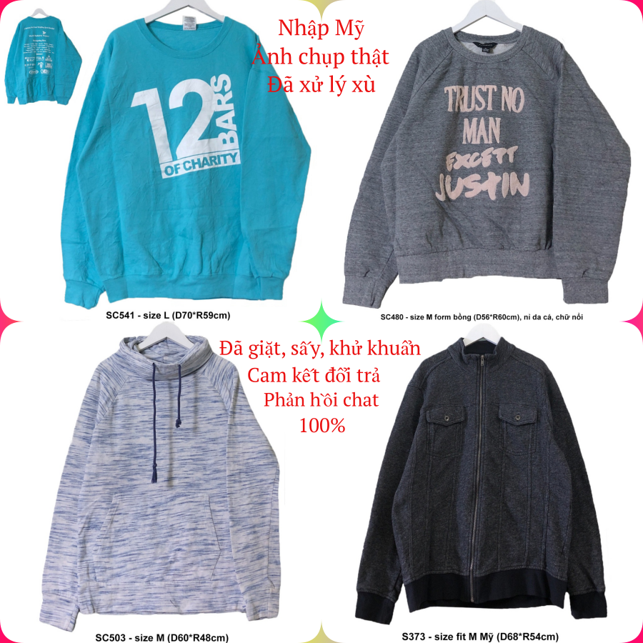 Áo Sweater nữ, nam, sweater 2hand, chất dày, size lớn, form bồng - 2612-1