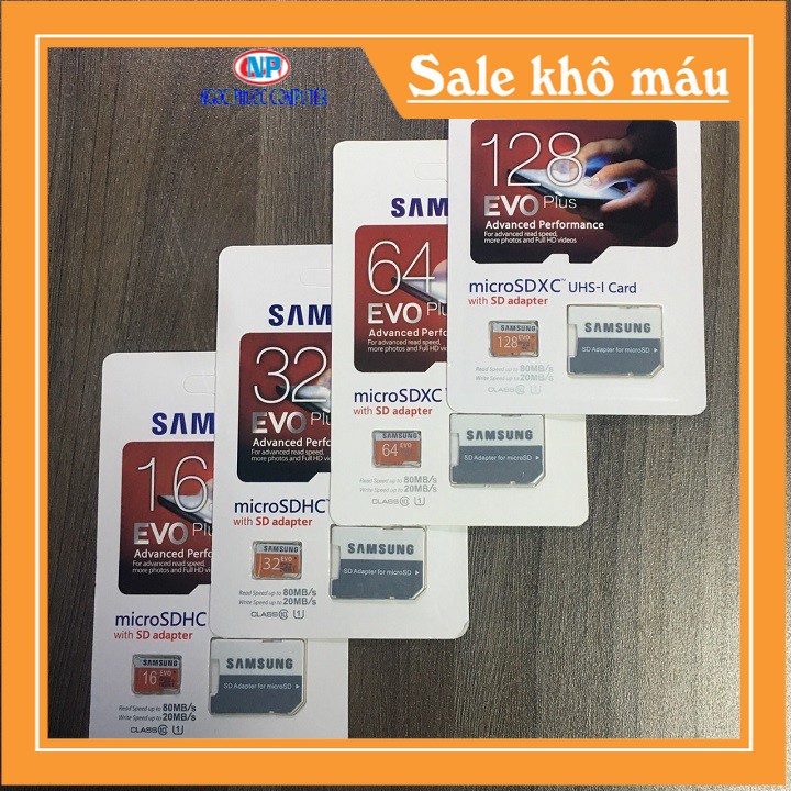 Thẻ nhớ microsd samsung 128gb/64gb/32gb/16gb – evo plus class 10 – kèm adapter – bảo hành 5 năm