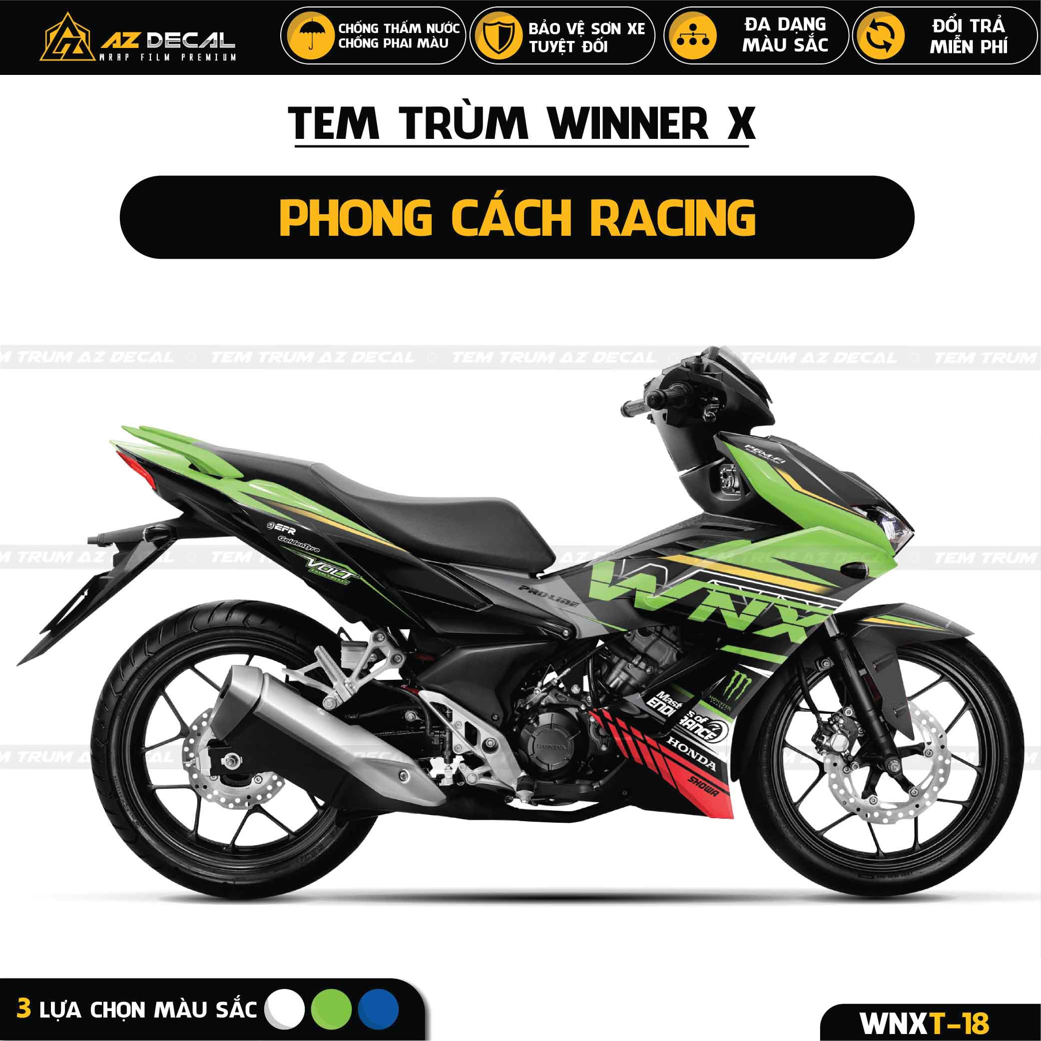 Tem Trùm Winner X Phong Cách Racing WNXT-18 Decal Dán Xe Winner V2 Cao Cấp