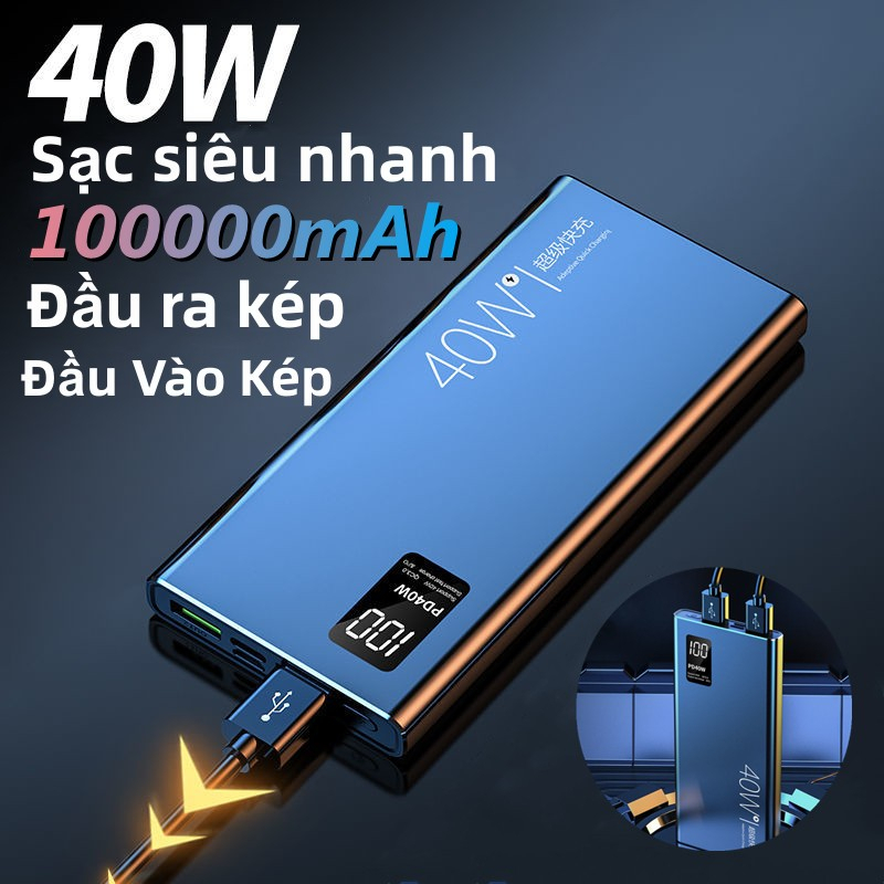 Sạc dự phòng 40w 100000mah sạc siêu nhanh vooc flash sạc qc3.0 pd22.5w sạc điện di động sạc dự phòng di động dung lượng