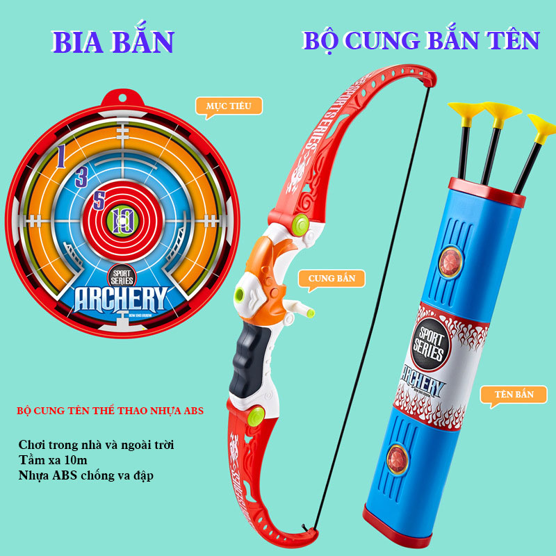 Cung Tên Đồ Chơi- Bộ Cung Tên Thể Thao Nhựa ABS Cao Cấp Bắn Cung Kèm Bia An Toàn Cho Bé Trai