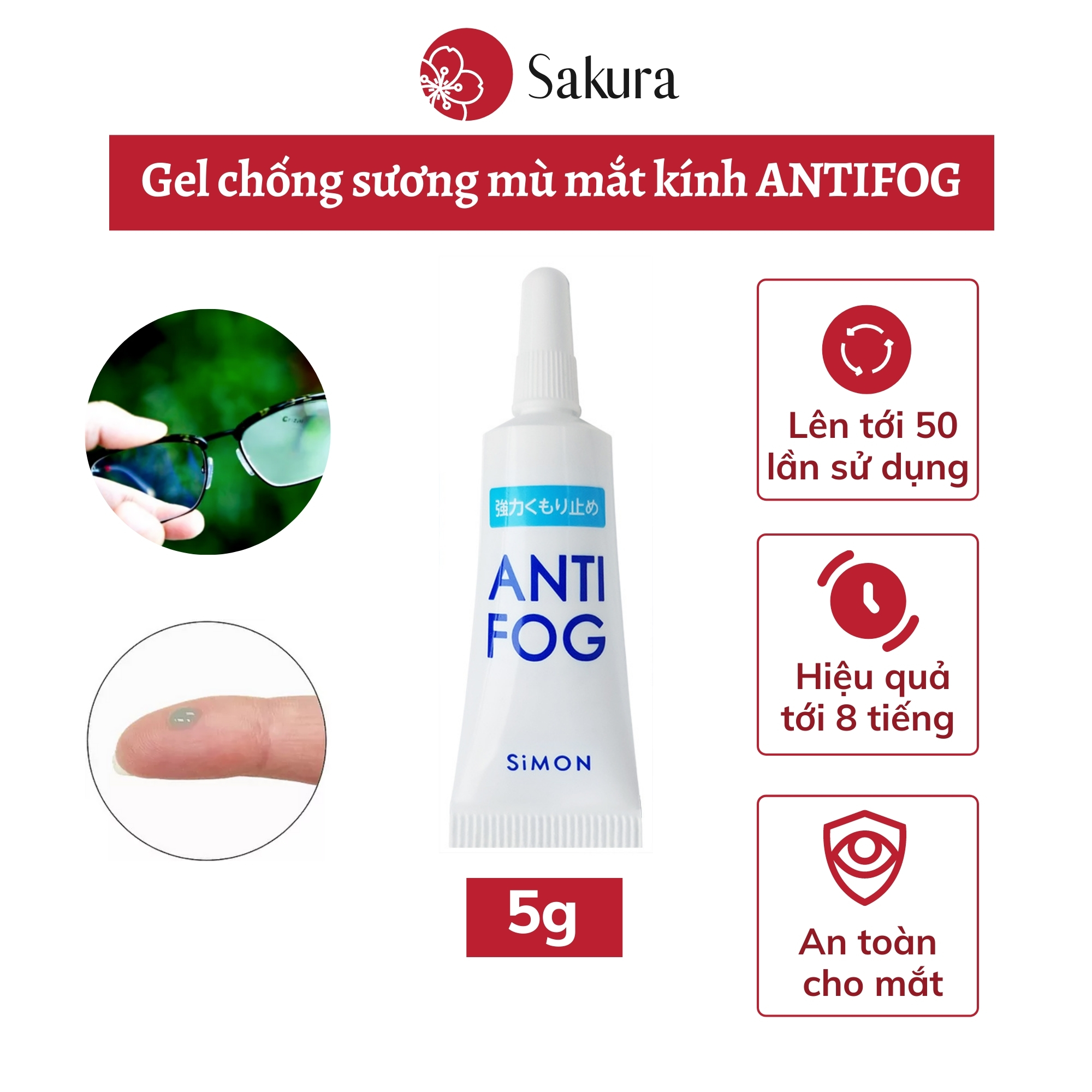 Gel lau kính chống bám hơi nước ANTI FOG 5gr chống sương mù chống mờ các loại mắt kính, sản xuất tại Nhật Bản