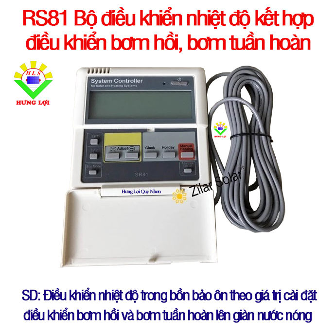 SR81 bộ điều khiển nhiệt độ kết hợp điều khiển bơm hồi, bơm tuần hoàn máy nước nóng năng lượng mặt trời