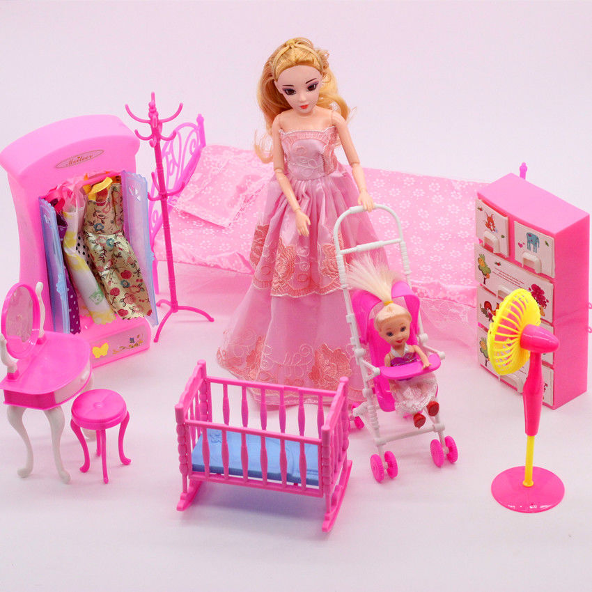 Bộ Đồ Chơi Búp Bê Barbie Hộp Quà Tặng Bộ Đồ Phòng Ngủ Gia Đình Kết Hợp Váy