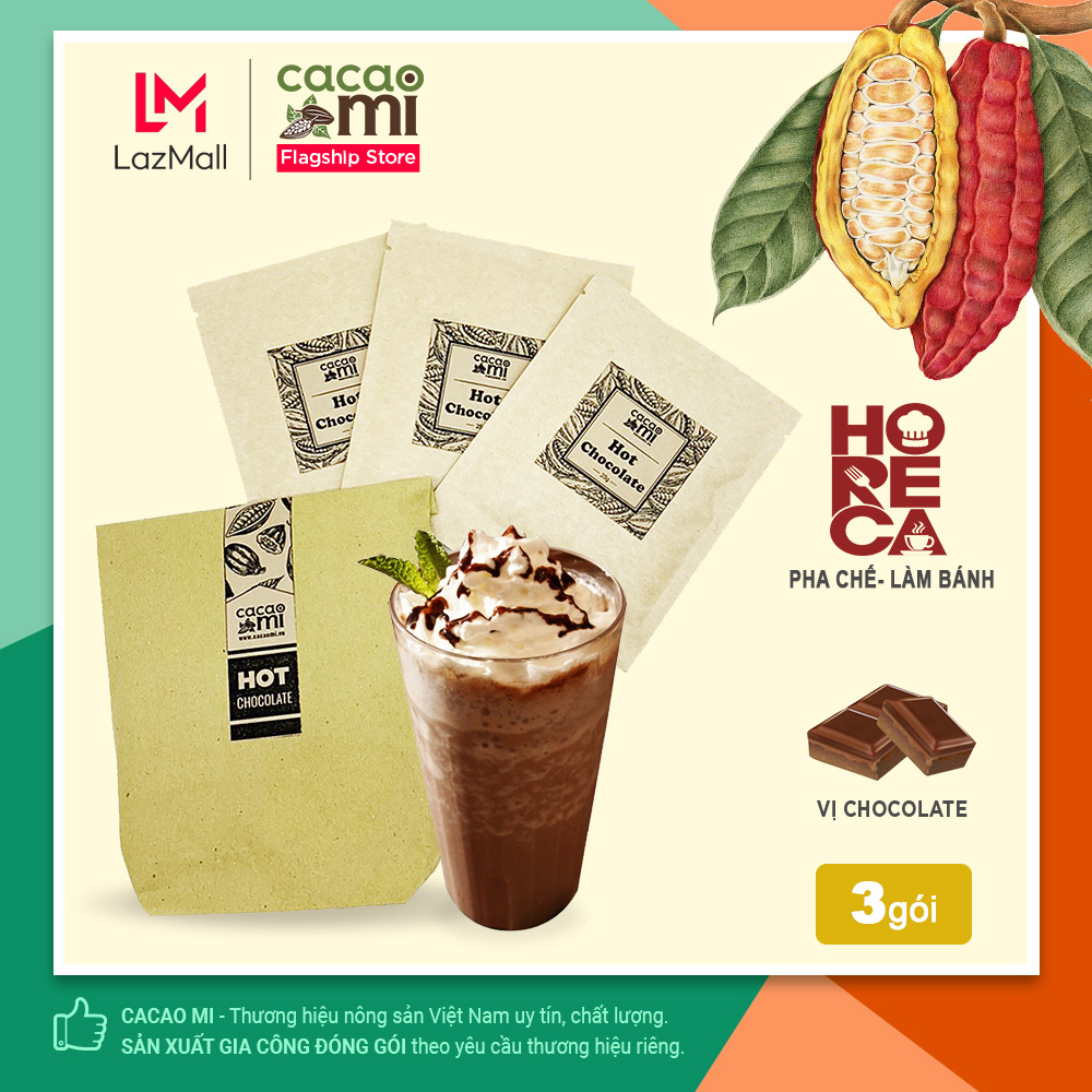 Combo dùng thử 3 gói bột hot chocolate thơm đậm vị socola nóng Cacao Mi thượng hạng 25g/gói