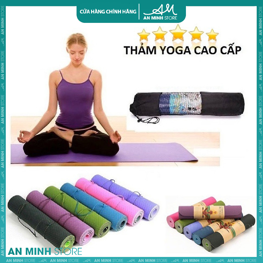 Thảm tập yoga - thảm tập gym tpe cao cấp 2 lớp 6mm