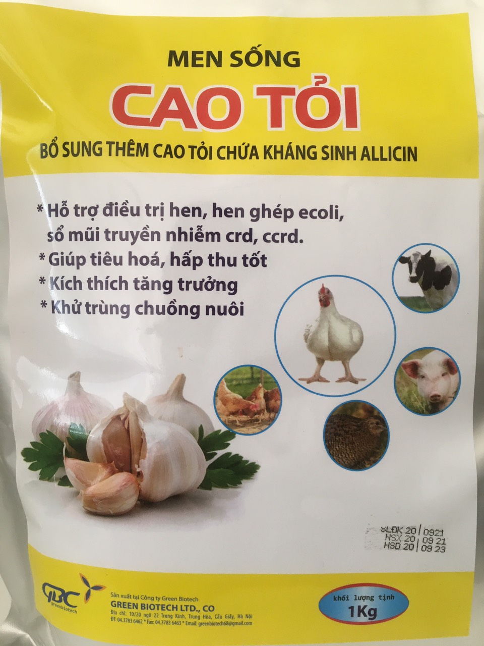 Thuốc thú y: Men sống cao tỏi - Bổ sung thêm cao tỏi chứa kháng sinh allicin