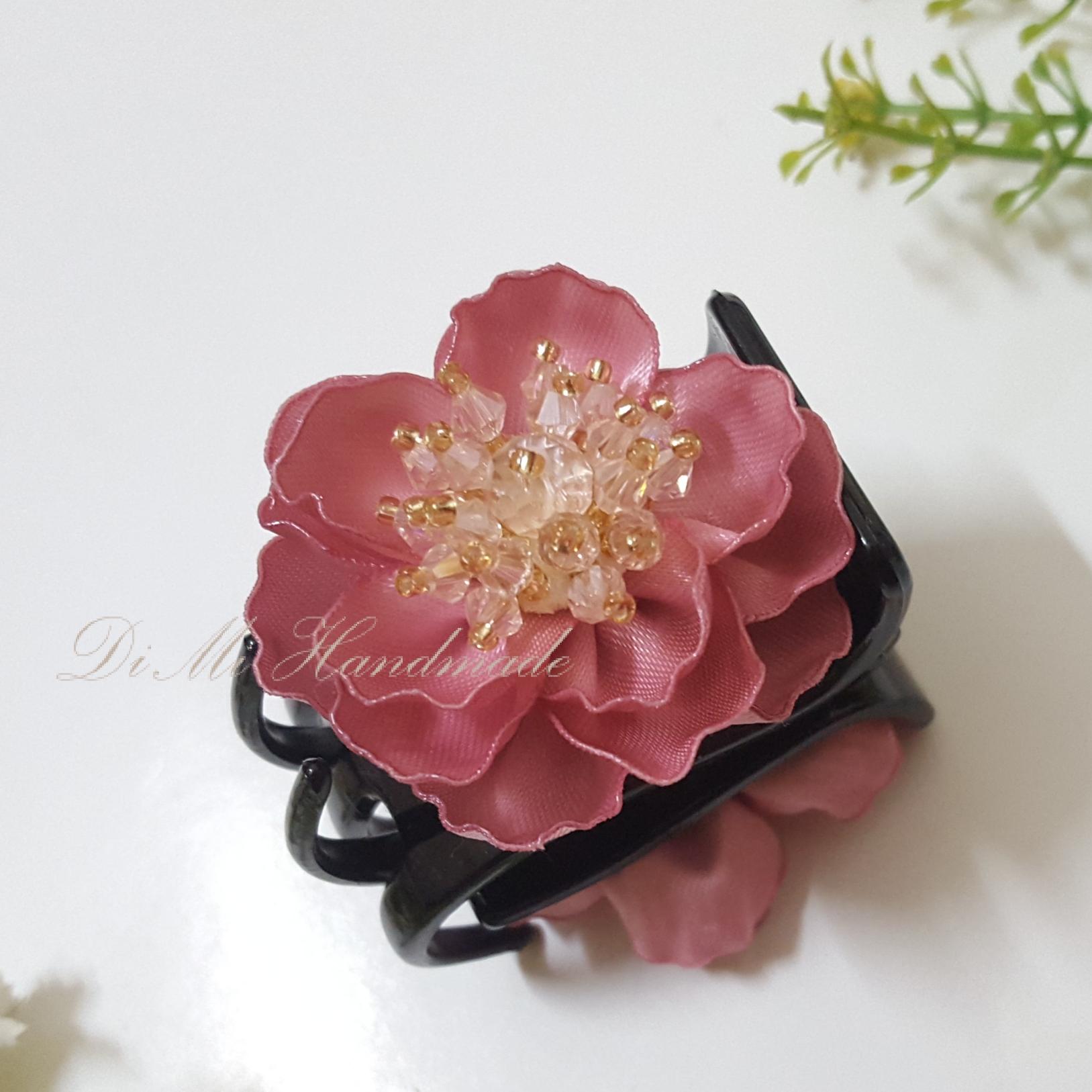 Kẹp tóc hoa handmade, kẹp càng cua 5 răng (DiMi-07)