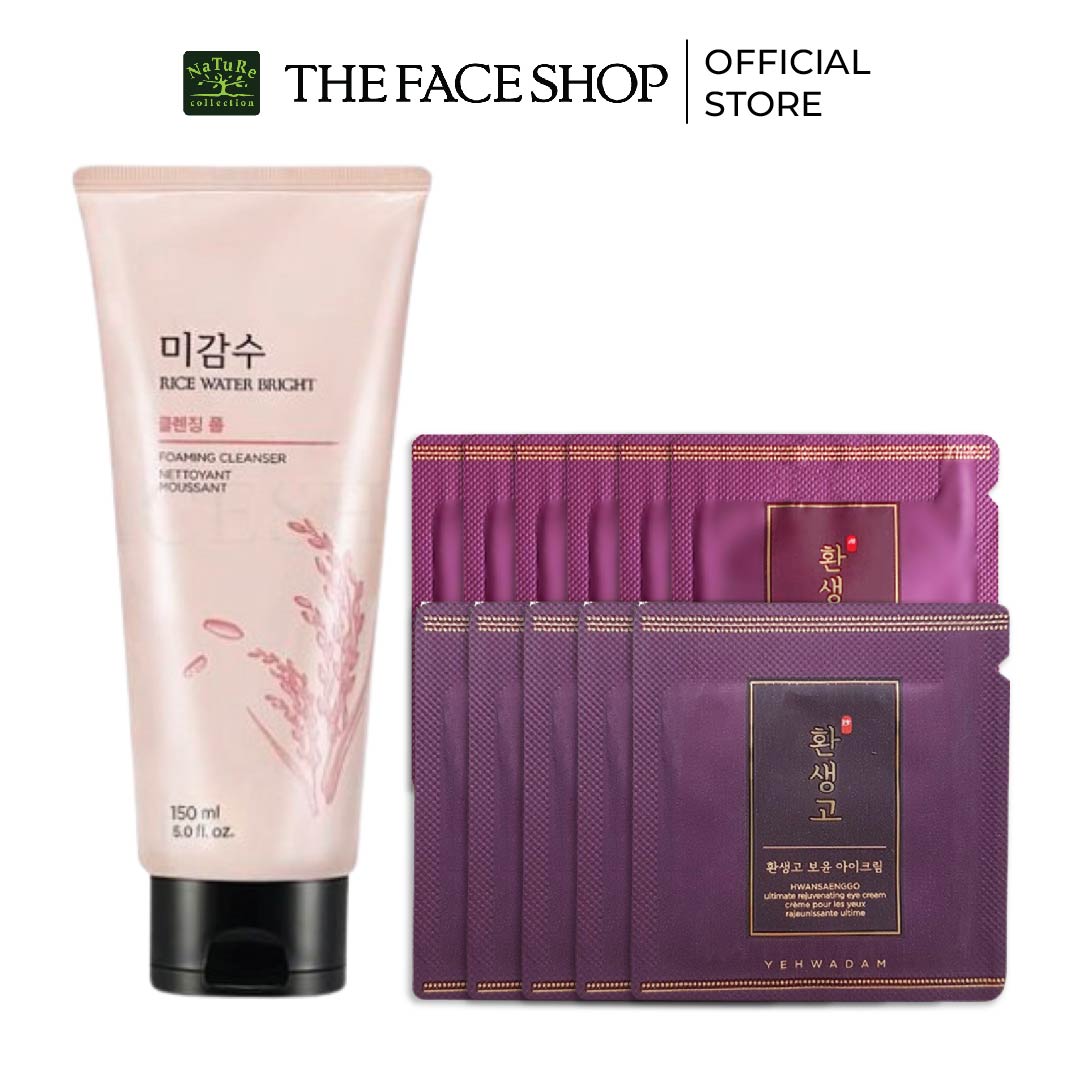 Combo sữa rửa mặt sáng da thefaceshop 150ml+5 kem dưỡng mắt+5 kem dưỡng trẻ hóa da thefaceshop 1.2mlx10