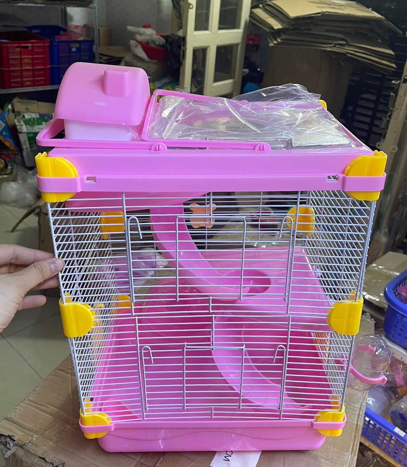 Lồng Hamsters Hoàng Tử Nắp Mika TO Họa Tiết 3 tầng cho hamster .