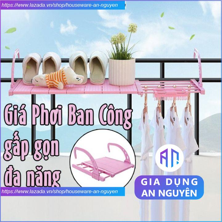 Giá kệ phơi đồ quần áo treo ban công cửa sổ lan can đa năng gấp gọn thông minh