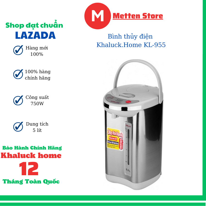 Bình thủy điện Khaluck.Home KL-955-bình đun nước sôi-5 lít 5-750W-bảo hành 12 tháng toàn quốc
