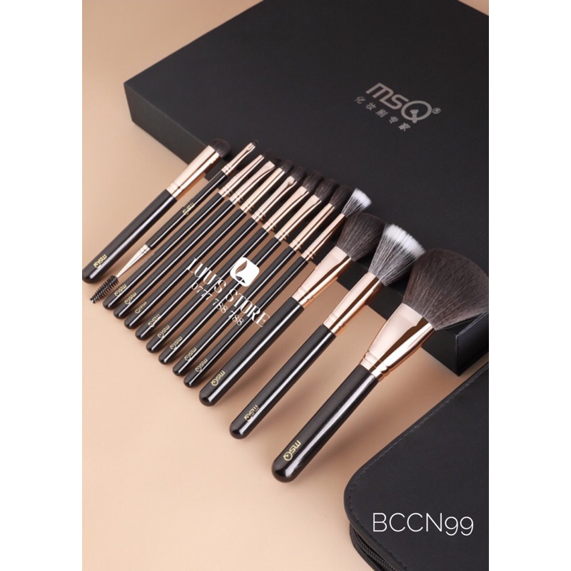 Bộ cọ msq đen viền vàng 13 cây kèm túi và hộp đựng bccn99