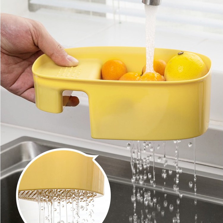 Giỏ lọc thoát nước bồn rửa chén bát đa năng tiết kiệm diện tích, không cần khoan 2 khay để đồ tiện lợi - Kệ đựng chén bát đồ dùng rửa chén