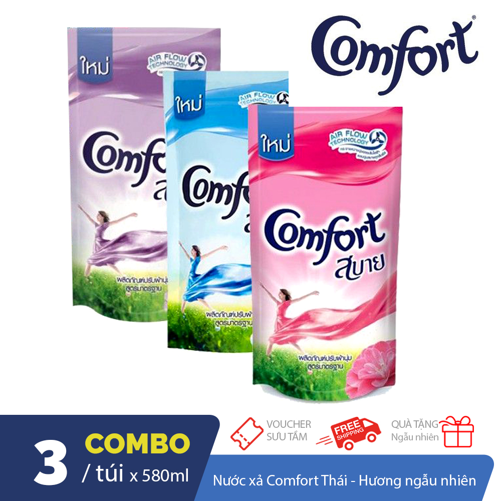 Combo 3 túi xả vải Comfort Thái Lan túi 580ml giữ mùi thơm dai