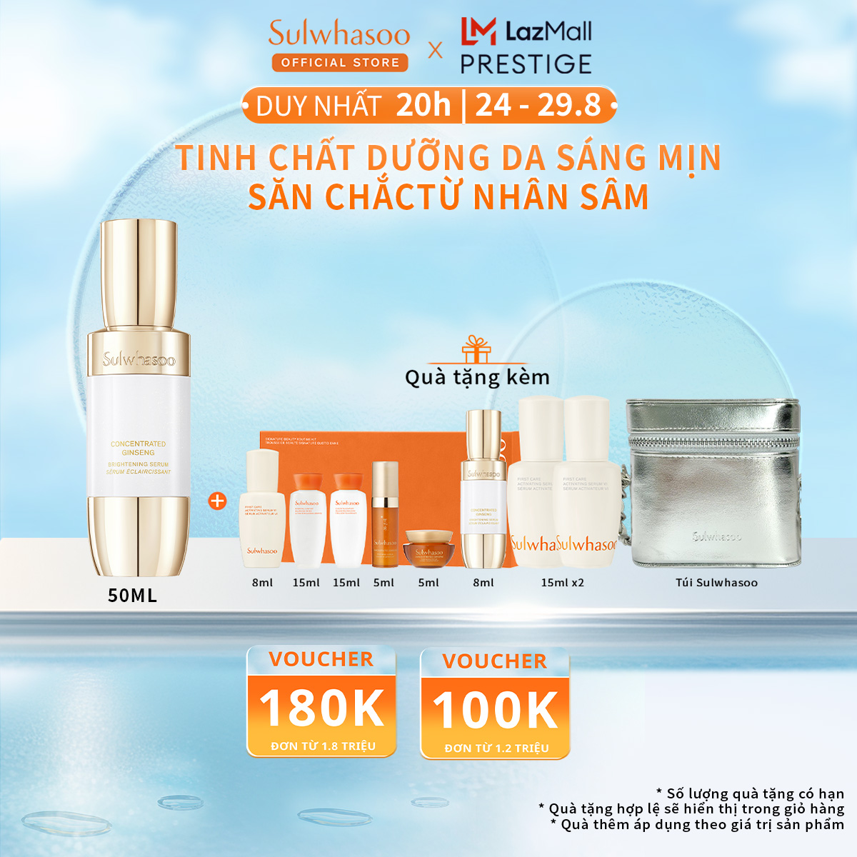 Tinh Chất Dưỡng Sáng Da Căng Bóng Từ Nhân Sâm Cao Cấp Concentrated Ginseng Brightening Serum 50ml
