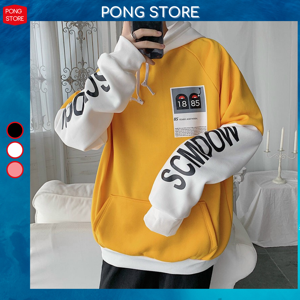 [HCM]Áo hoodie nam phối màu siêu ngầu  Áo khoác nam có túi form rộng Hàn Quốc chất nỉ bông dày dặn HOT có 4 màu ĐEN TRẮNG VÀNG XANH DƯƠNG