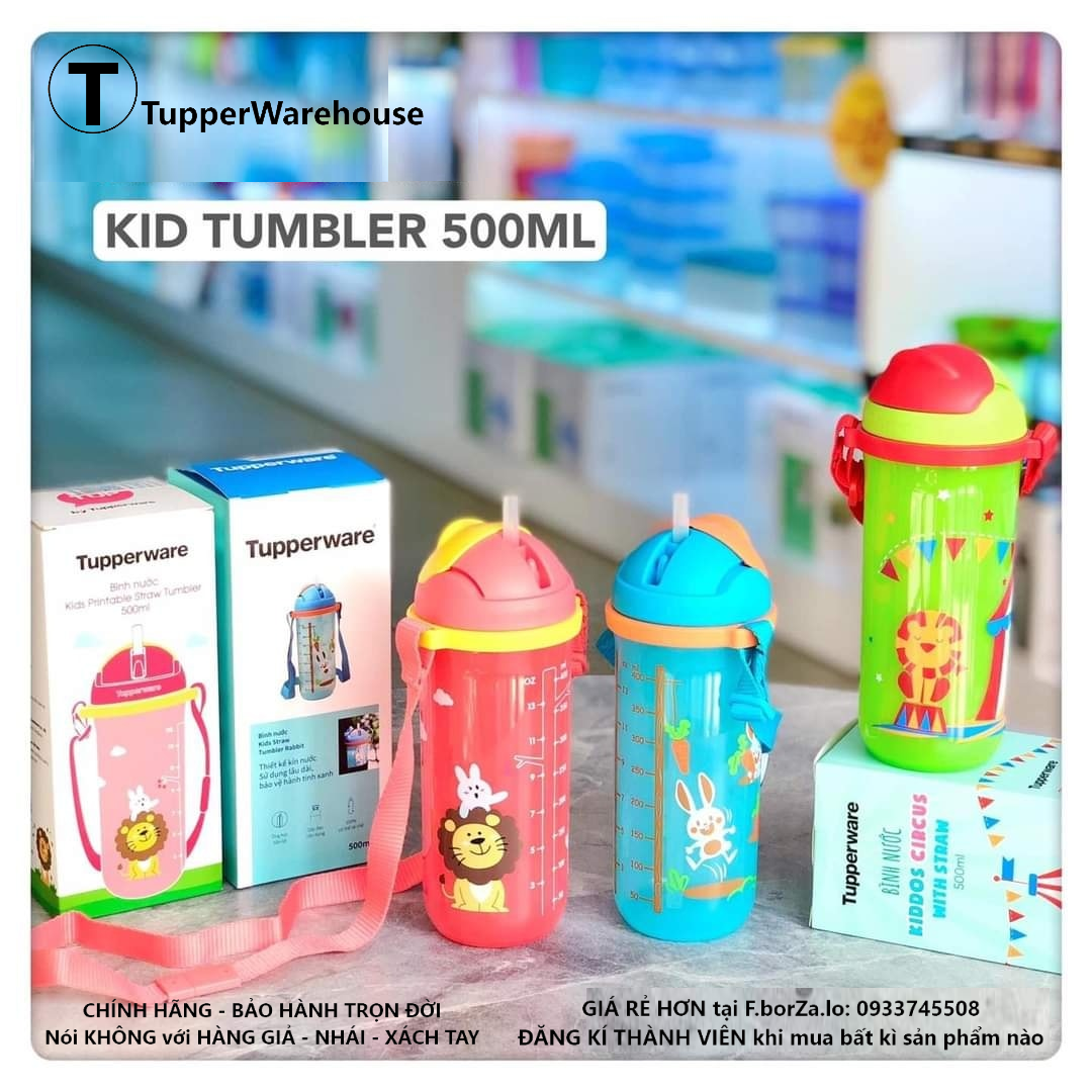 Tupperware official store - bình nước có ống hút cho bé kids printable straw tumbler 500ml lazada chính hãng 100%