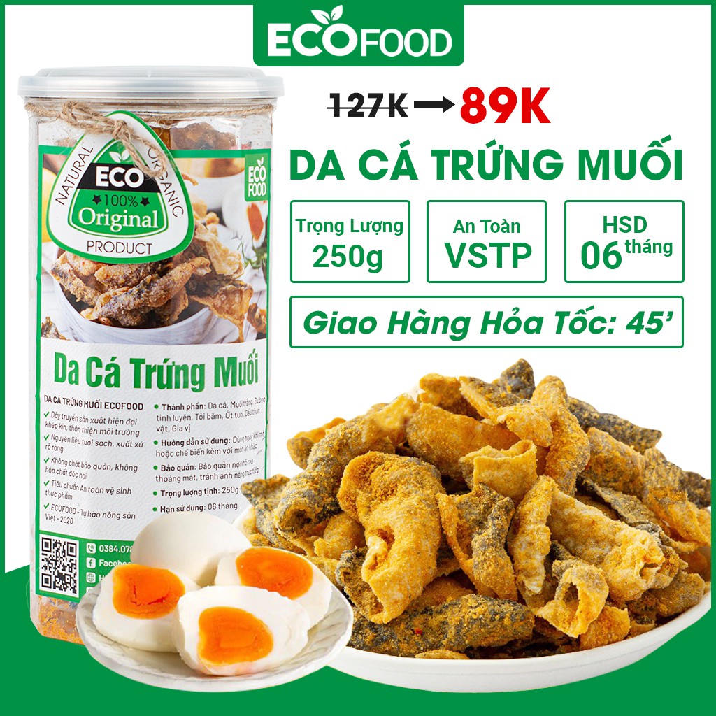 Da Cá Trứng Muối Sấy Giòn, Da Cá Hồi 300G Ecofood, Đồ Ăn Vặt Việt Nam, An Toàn Vệ Sinh Thực Phẩm