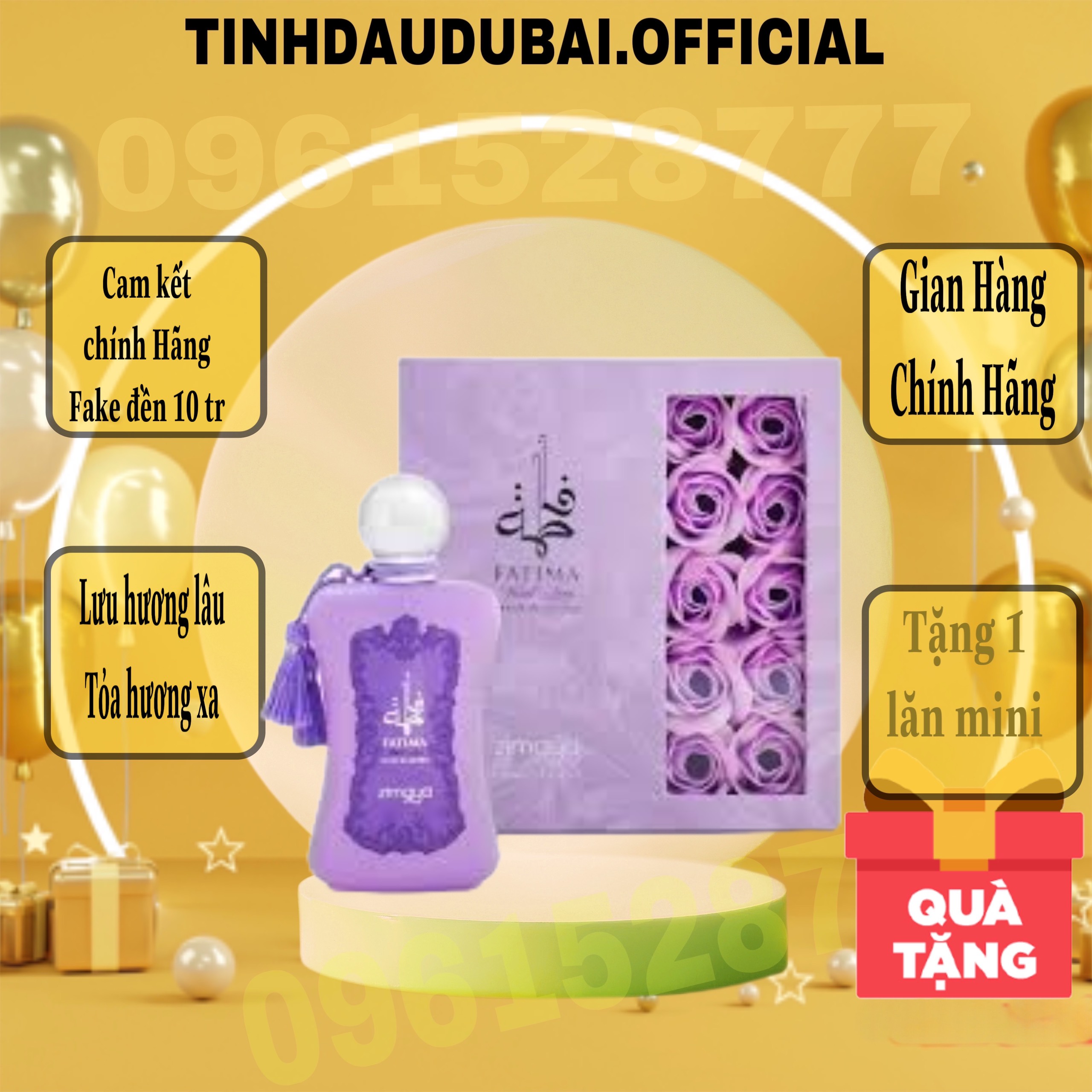 Nước Hoa Nữ Dubai Fatima velvet love Tím Kèm hoa Hồng làm quà tặng