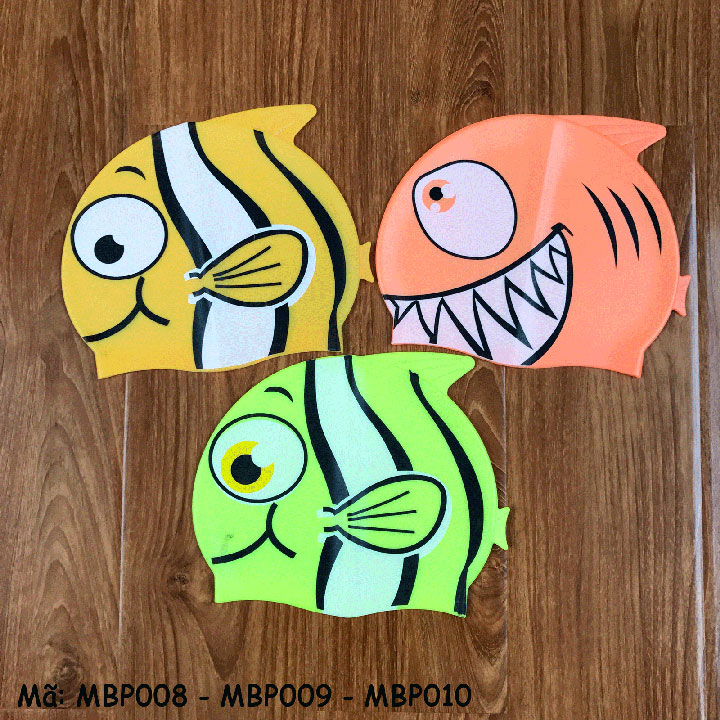 [HCM]NÓN BƠI TRẺ EM HOÀNG GIA CAO CẤP HÌNH CÁC CON CÁ SIÊU ĐẸP 100% SILICONE