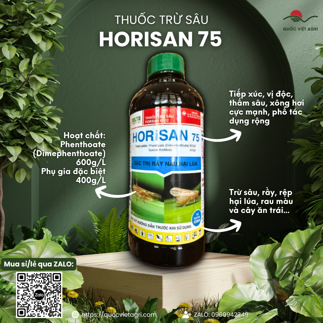  Thuốc trừ sâu HORISAN 75 60EC  chai 450ml  - Phenthoate 600g l Trị rầy nâu hại lúa 