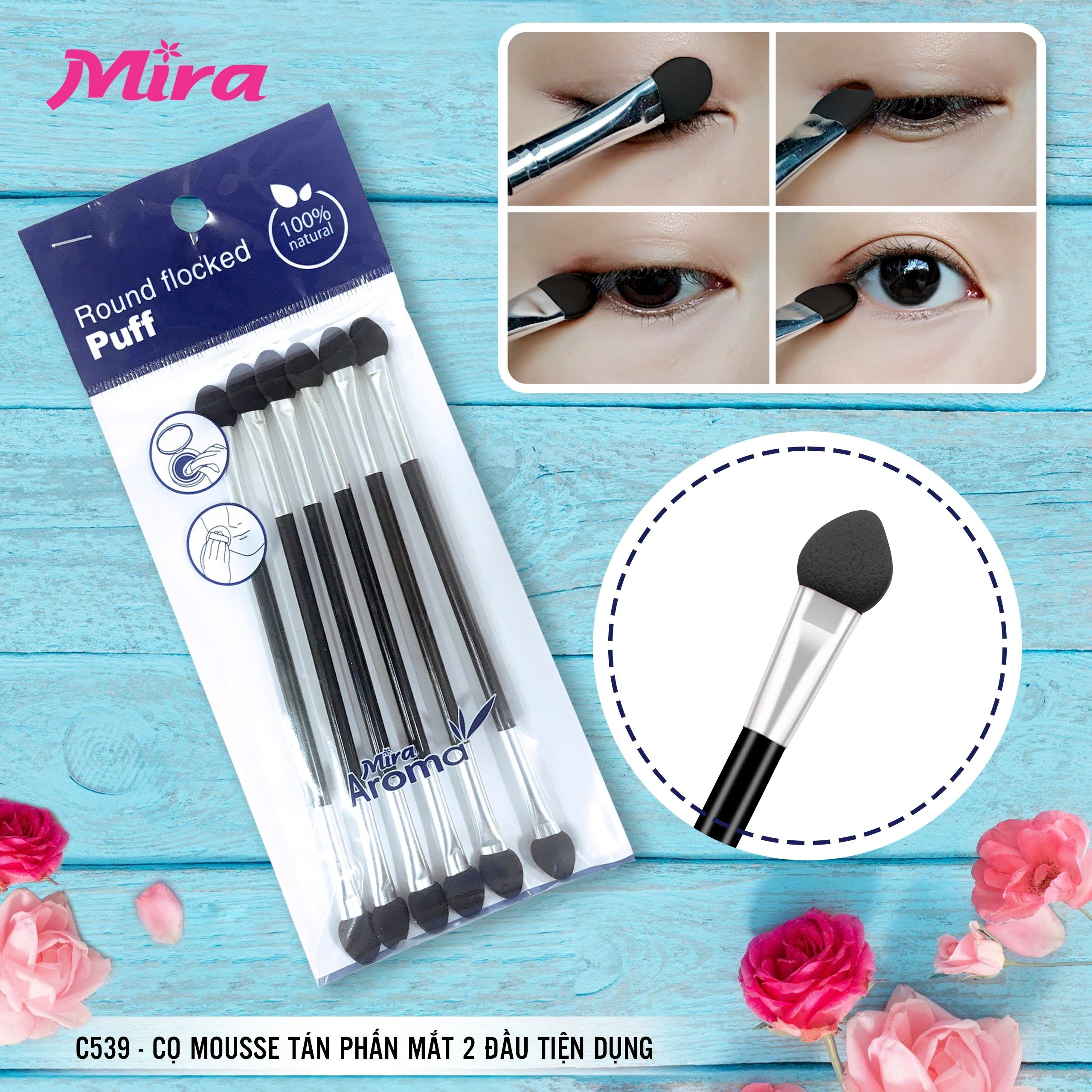 Cọ mousse tán phấn mắt 2 đầu tiện dụng c539