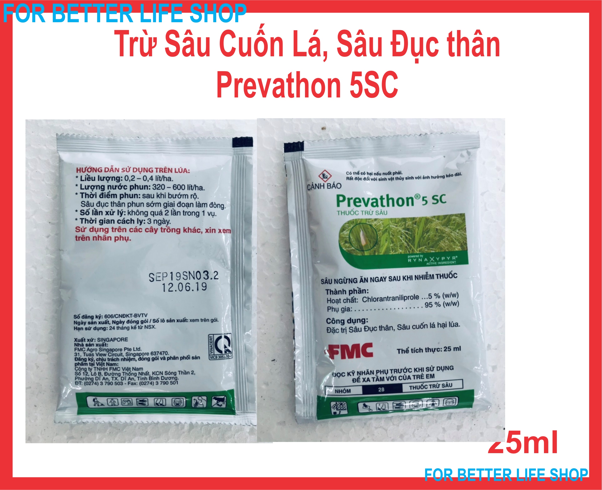 Prevathon 5SC gói 25ml Trừ Sâu cuốn lá, Sâu Đục thân