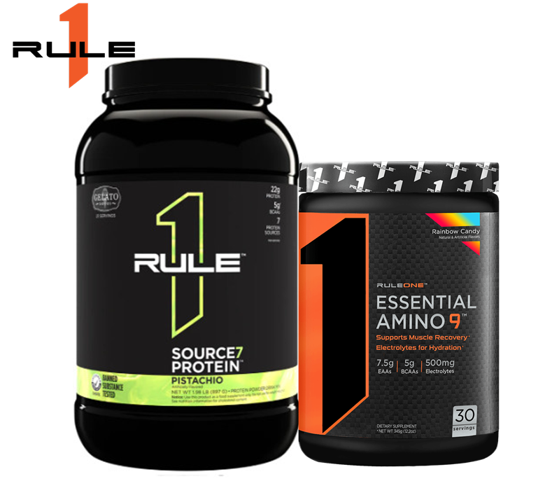 Set tăng cơ whey và EAA Rule 1 Source 7 Protein 1.98lb & Rule 1 Essential Amino 9 30 servings