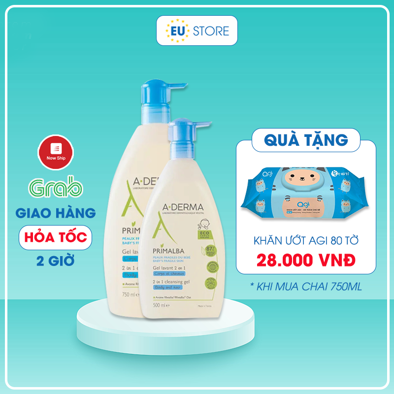 Sữa tắm gội cho bé sơ sinh Aderma 500ml & 750ml - Sữa tắm trẻ em dưỡng ẩm