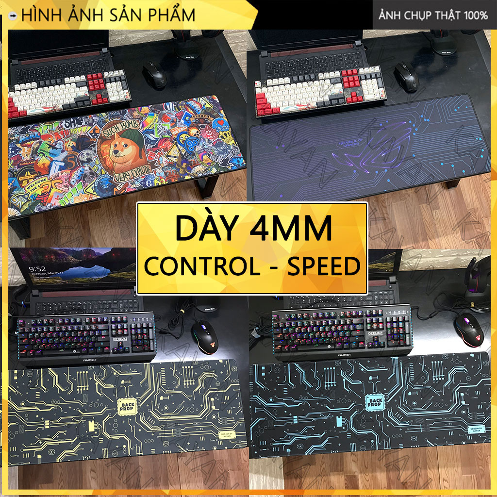 Miếng lót chuột, bàn di chuột cỡ lớn chuyên game 80x30cm dày 4mm mặt vải control và speed