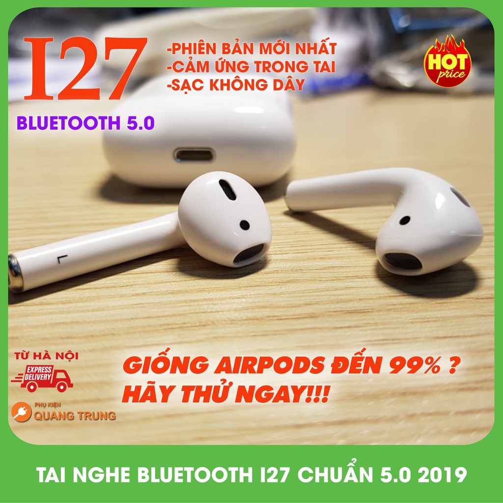 Tai nghe i27tai nghe bluetooth airpods i27 chuẩn bluetooth 5.0sạc không dây cảm ứng trong taitai nghe bluetooth i27, sản phẩm đa dạng về mẫu mã, kích cỡ, chất lượng đảm bảo, cam kết hàng giống vơi mô tả