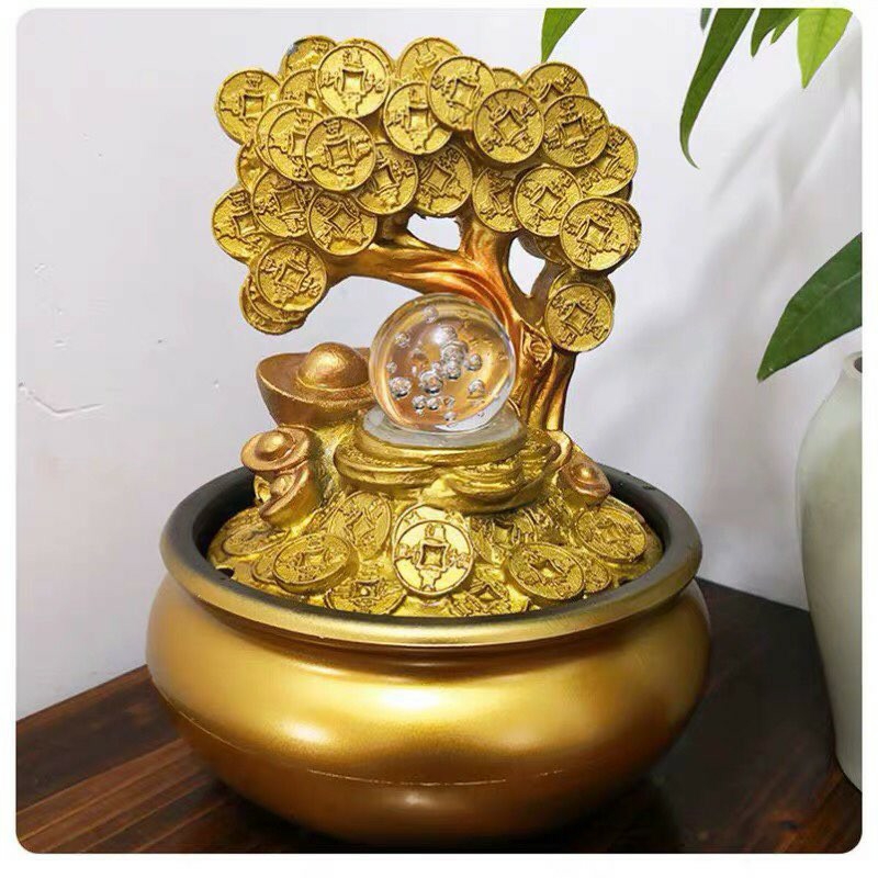 Thác nước phong thủy để bàn kim tiền phong thủy linh tâm