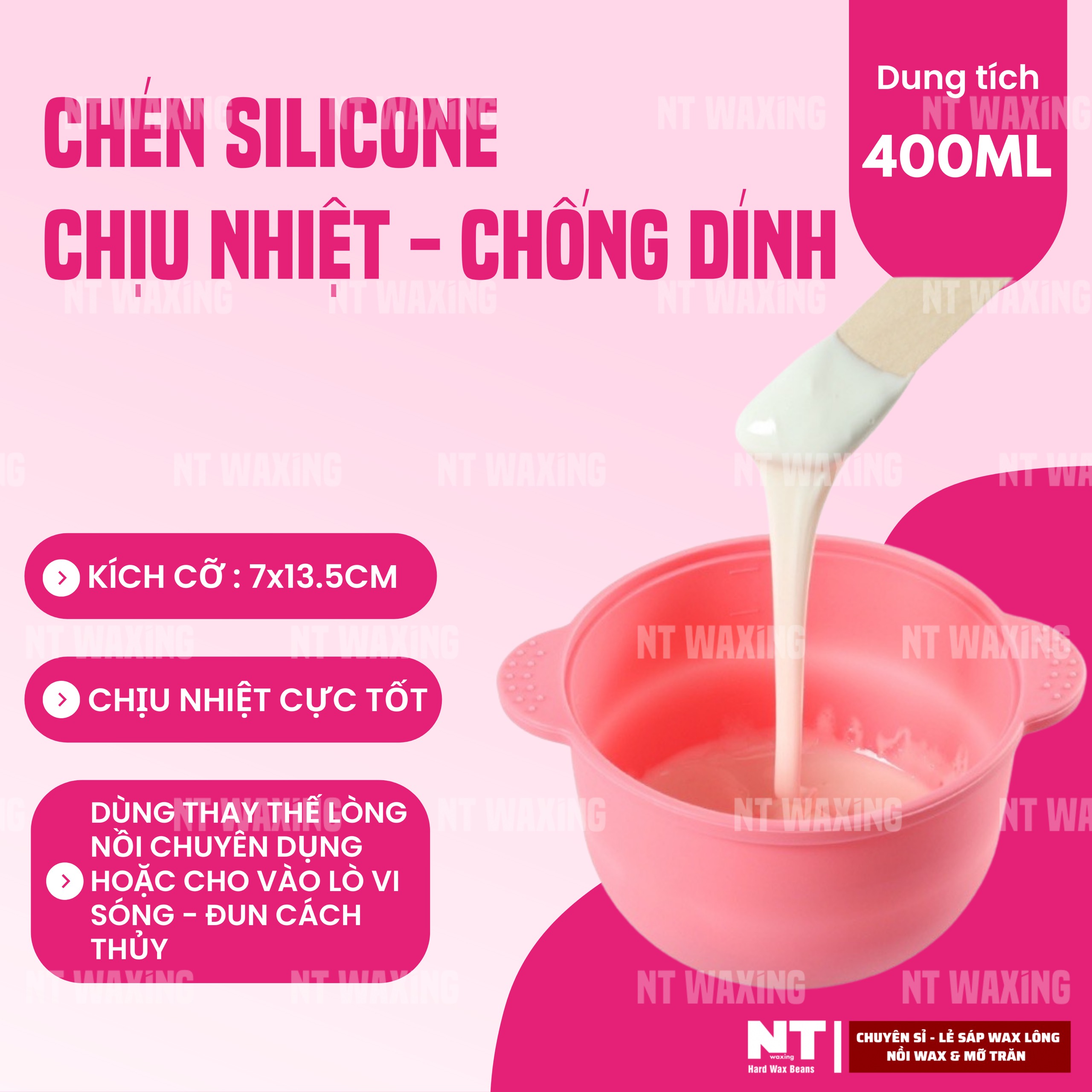 Chén silicon nấu sáp wax lông chịu nhiệt, làm sạch dễ dàng tiện lợi