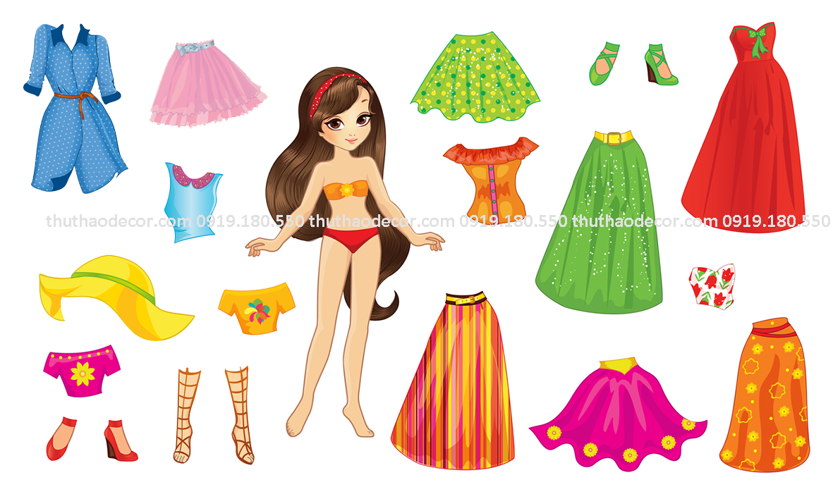 Sticker hình dán thay đồ cho búp bê cô bé - thuthaodecor