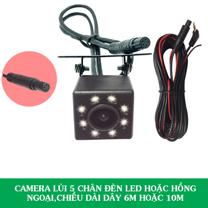 Camera Lùi 5 Chấu Dùng Cho Camera Hành Trình Gương ,Kết Nối Bằng Jack 2.5mm
