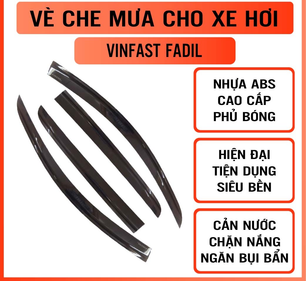 Bộ vè che mưa cho xe VINFAST FADIL, chất liệu nhựa ABS cao cấp